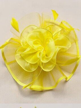 Yellow Fascinator / head wear with head band and clip options